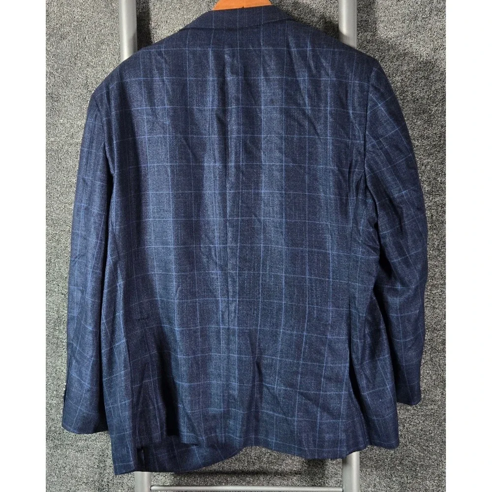 Trumaker and Co Mens Navy Blue Windowpane Check Blazer Tailored Sport Coat